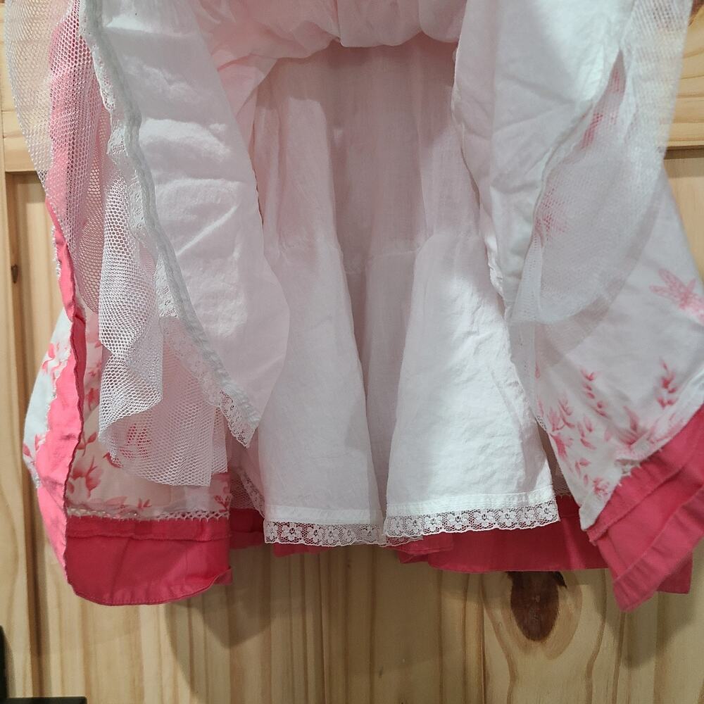 Polly & Friends Girls Pink White Floral Sequin Dress Tule Layered Skirt Size 5 - Picture 6 of 11